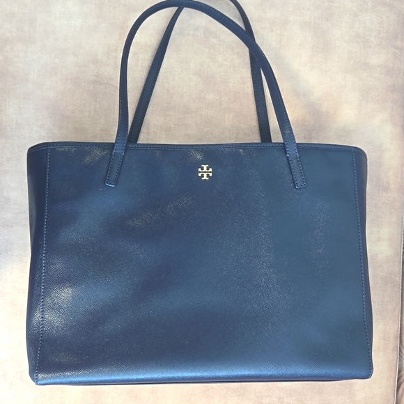 Tory Burch Caitlin Navy Hudson Bay Blue Saffiano leather tote - Picture 3 of 12